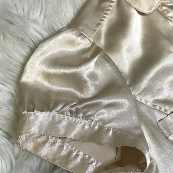 Beige Silky Button Down Top - Picture 4 of 6